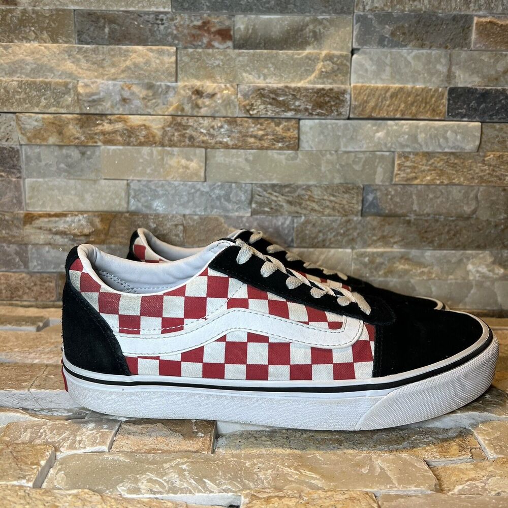 Vans Old Skool Black/Red/White Checkered Sneakers Women's Size 9